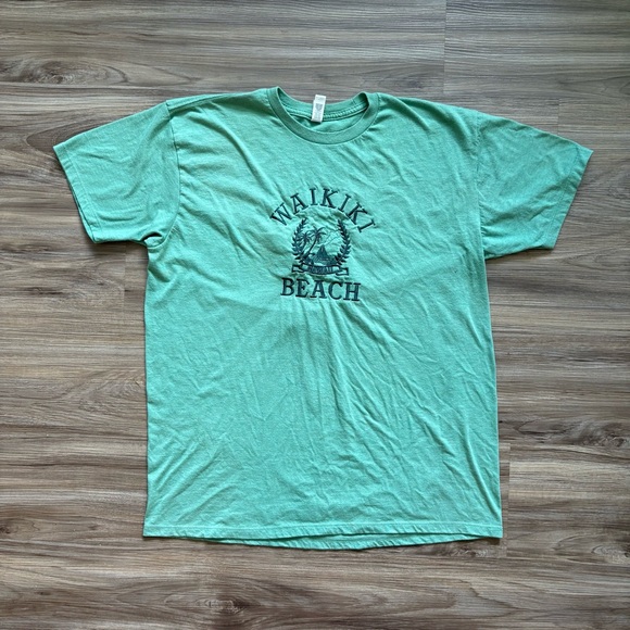 Alstyle Waikiki Beach Hawaii Embroidered Tee – Vintage, Cool, Clean Look - Picture 1 of 5